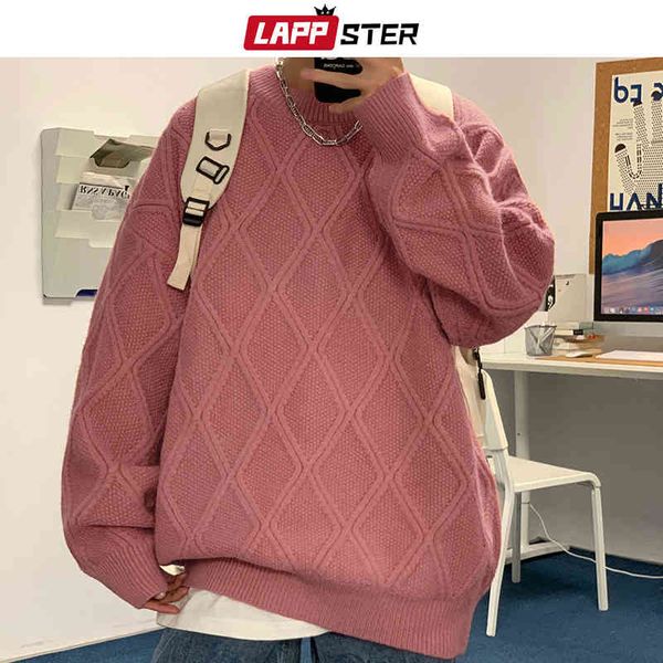 lappster men winter argyle solid knitted sweater 2021 mens colorfuls vintage korean pullovers male hip hop fashion pink sweaters, Black
lappster men winter argyle solid knitted sweater 2021 mens colorfuls vintage korean pullovers male hip hop fashion pink sweaters, Black