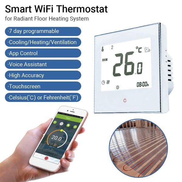 smart home control wifi thermostat floor heating system touchscreen boiler temerture only with app and voice
smart home control wifi thermostat floor heating system touchscreen boiler temerture only with app and voice