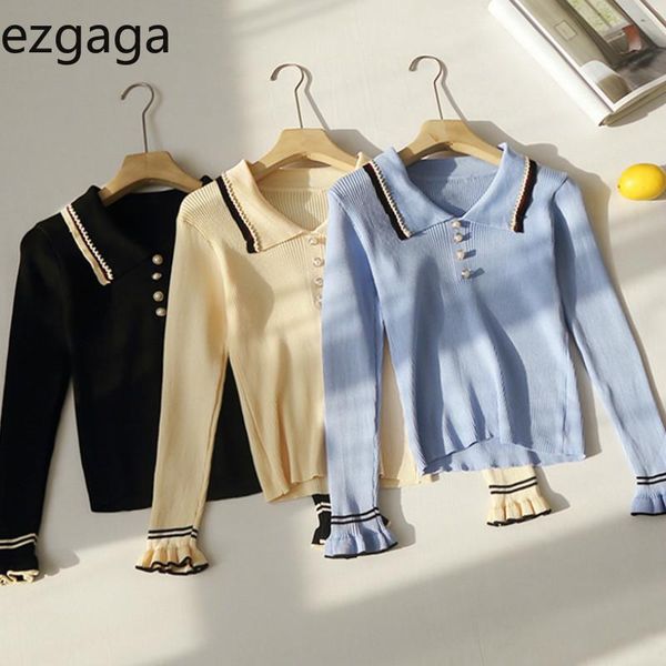 women's sweaters ezgaga long flare sleeve pullover sweater women autumn winter turn-down collar contrast pearl button thin base korean, White;black
women's sweaters ezgaga long flare sleeve pullover sweater women autumn winter turn-down collar contrast pearl button thin base korean, White;black