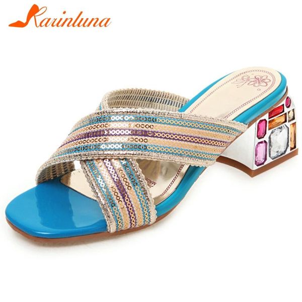 dress shoes karin elegant girl brand fashion handmade sandals open toe bling slip on casual office women summer, Black
dress shoes karin elegant girl brand fashion handmade sandals open toe bling slip on casual office women summer, Black