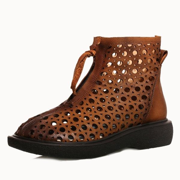 boots spring casual leather women's hollow cool first layer cowhide round head fringed zipper sandals women, Black
boots spring casual leather women's hollow cool first layer cowhide round head fringed zipper sandals women, Black