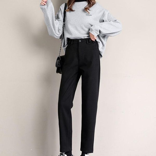 women's pants & capris woolen 2021 winter vintage autumn high waist pockets thicken warm ankle length casual trousers female, Black;white
women's pants & capris woolen 2021 winter vintage autumn high waist pockets thicken warm ankle length casual trousers female, Black;white