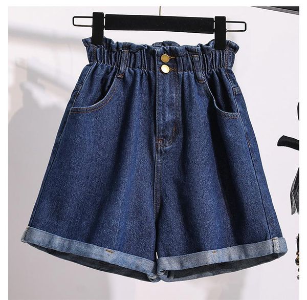 women's shorts elastic waist jeans female plus size s-5xl 2021 summer high denim women casual loose ladies fashion roll up hem, White;black
women's shorts elastic waist jeans female plus size s-5xl 2021 summer high denim women casual loose ladies fashion roll up hem, White;black
