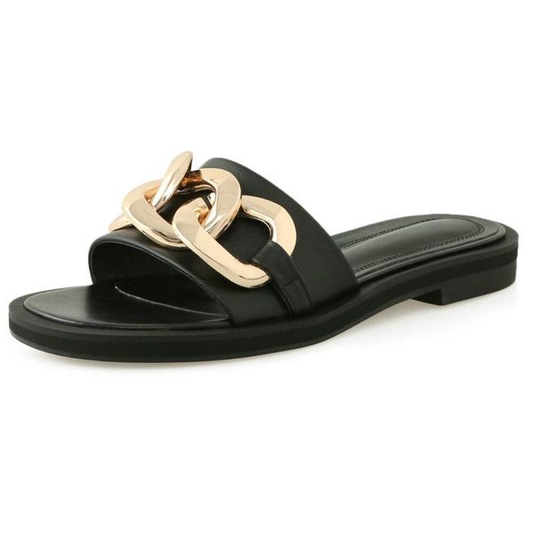 slippers women punk metal decoration low heels sandals genuine leather summer party basic shoes woman, Black
slippers women punk metal decoration low heels sandals genuine leather summer party basic shoes woman, Black