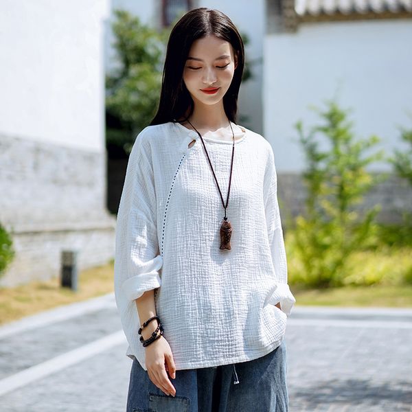 johnature autumn simple comfortable o-neck long sleeve all-match women t-shirt loose retro cotton linen t-shirts 210521, White
johnature autumn simple comfortable o-neck long sleeve all-match women t-shirt loose retro cotton linen t-shirts 210521, White