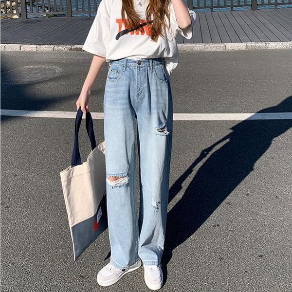 women's jeans female jeans torn waist high-legged broad-legged clothes denim vintage streetwear quality fashion harajuku slacks straigh, Blue
women's jeans female jeans torn waist high-legged broad-legged clothes denim vintage streetwear quality fashion harajuku slacks straigh, Blue