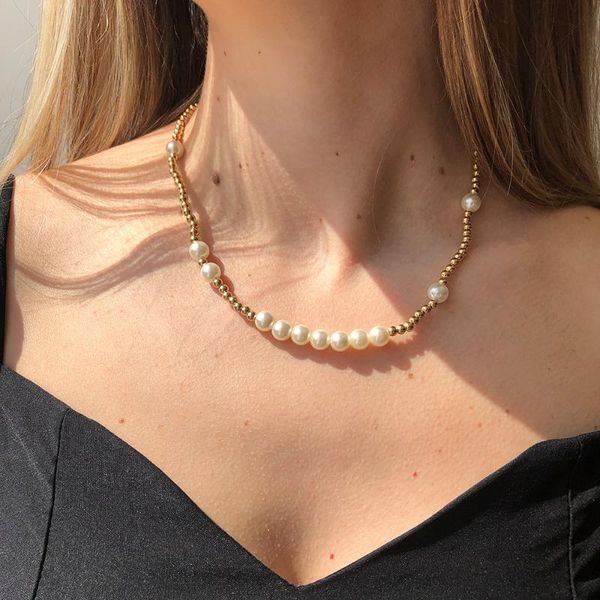 chains fashion retro ins cold wind pearl clavicle chain simple temperament design sense two-color beaded necklace women jewelry, Silver
chains fashion retro ins cold wind pearl clavicle chain simple temperament design sense two-color beaded necklace women jewelry, Silver