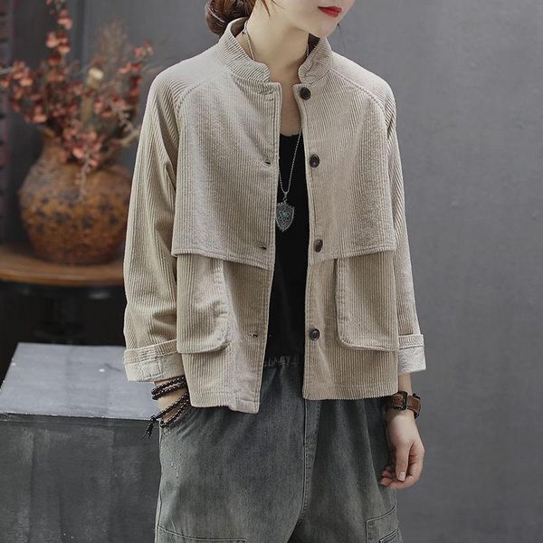 women's jackets retro women corduroy jacket stand collar long sleeve autumn outwear female loose wild casual pocket basic coat kn056, Black;brown
women's jackets retro women corduroy jacket stand collar long sleeve autumn outwear female loose wild casual pocket basic coat kn056, Black;brown