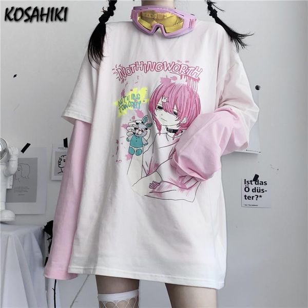 women's t-shirt kosahiki plus size japanese kawaii sweet t shirt 2021 oversized casual patchwork t-shirts harajuku loose fake two piece, White
women's t-shirt kosahiki plus size japanese kawaii sweet t shirt 2021 oversized casual patchwork t-shirts harajuku loose fake two piece, White