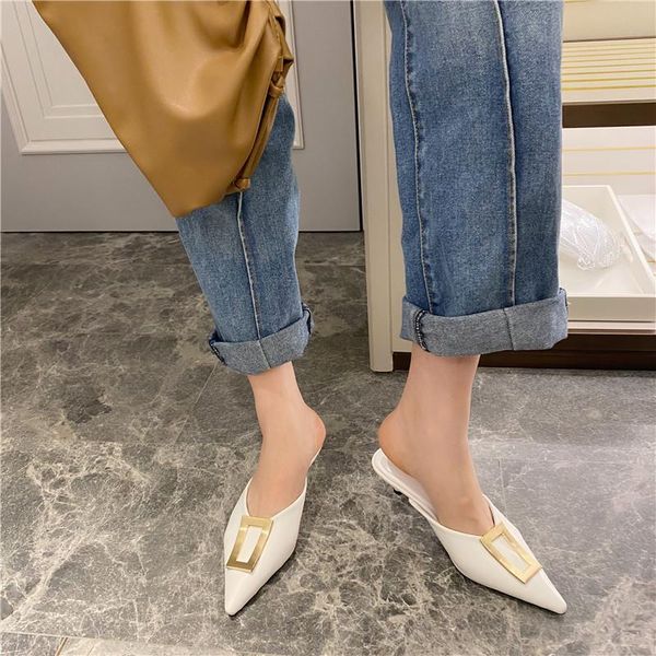 slippers women fashion pointed mid-heel stiletto sandals summer style baotou metal square buckle, Black
slippers women fashion pointed mid-heel stiletto sandals summer style baotou metal square buckle, Black