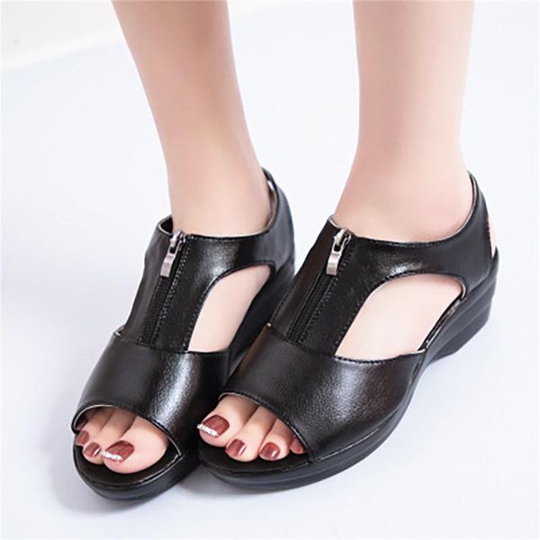 peep toe woman sandals female platform solid mom shoes ladies zip wedges women fashion women's comfortable footwear, Black
peep toe woman sandals female platform solid mom shoes ladies zip wedges women fashion women's comfortable footwear, Black