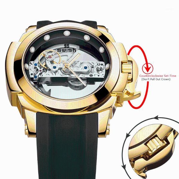 wristwatches swish men's watches automatic mechanical men watch noctilucent tourbillon skeleton sport waterproof for masculino, Slivery;brown
wristwatches swish men's watches automatic mechanical men watch noctilucent tourbillon skeleton sport waterproof for masculino, Slivery;brown