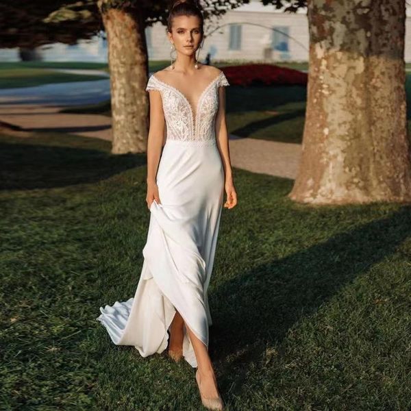 other wedding dresses sheer neck boho dress simple cap sleeves chiffon beach bride 2021 bridal gown customized, White
other wedding dresses sheer neck boho dress simple cap sleeves chiffon beach bride 2021 bridal gown customized, White
