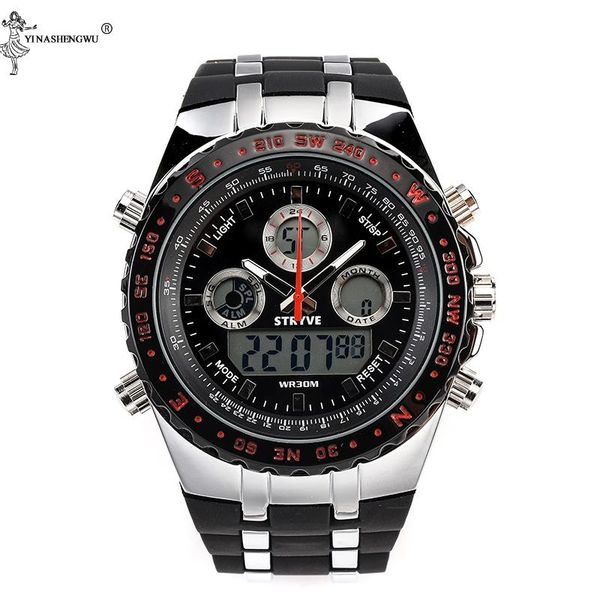 brand men's sports watch dual display electronic quartz multifunction black waterproof swimming military wristwatches, Slivery;brown
brand men's sports watch dual display electronic quartz multifunction black waterproof swimming military wristwatches, Slivery;brown