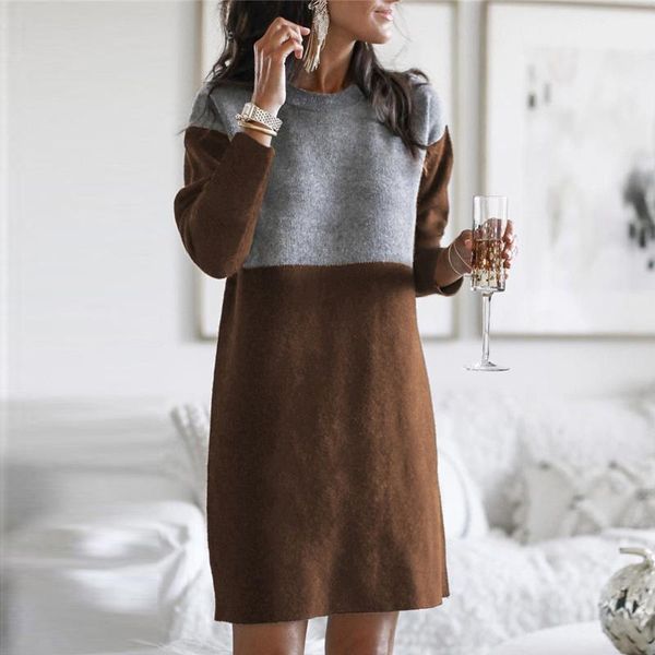 casual dresses fashion women autumn loose stitching midi color contrast pullover sweater dress long sleeve straight robe#f3, Black;gray
casual dresses fashion women autumn loose stitching midi color contrast pullover sweater dress long sleeve straight robe#f3, Black;gray