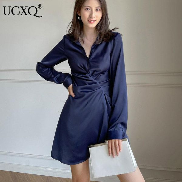 casual dresses ucxq woman shirt dress solid shirring fold irregular long sleeve lapel collar slim style 2021 autumn fashion 15xm686, Black;gray
casual dresses ucxq woman shirt dress solid shirring fold irregular long sleeve lapel collar slim style 2021 autumn fashion 15xm686, Black;gray