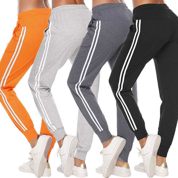 2020 women sports pants female casual striped high waist pocket drawstring trousers ladies fitnees gym running clothing x0629, Black;green
2020 women sports pants female casual striped high waist pocket drawstring trousers ladies fitnees gym running clothing x0629, Black;green