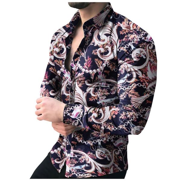 men's casual shirts feitong leaf print shirt long sleeve buttons turn-down collar autumn beach for men, White;black
men's casual shirts feitong leaf print shirt long sleeve buttons turn-down collar autumn beach for men, White;black