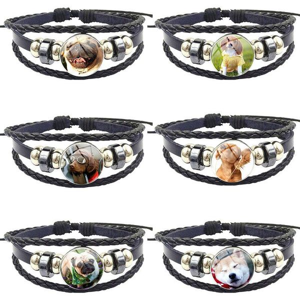 charm bracelets cute sharpei dog handmade glass cabochon black leather bracelet bangles jewelry good condition for women party gift, Golden;silver
charm bracelets cute sharpei dog handmade glass cabochon black leather bracelet bangles jewelry good condition for women party gift, Golden;silver