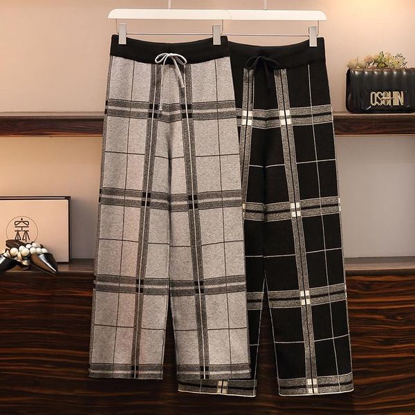women's pants & capris autumn winter retro large plaid wide-leg knit plus size trousers for women fashion female, Black;white
women's pants & capris autumn winter retro large plaid wide-leg knit plus size trousers for women fashion female, Black;white