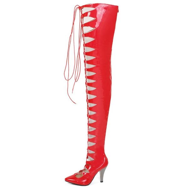 over the knee boots women lace-up fetish dance nightclub long shoes ladies pointed heels thigh high red large size, Black
over the knee boots women lace-up fetish dance nightclub long shoes ladies pointed heels thigh high red large size, Black