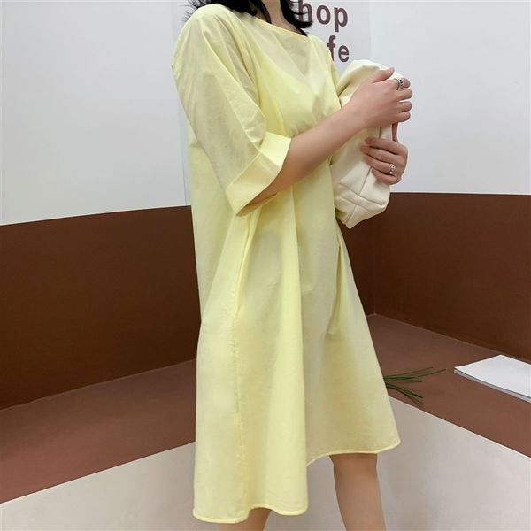q3d 2020 korean loose plus dresses round neck short large size sleeveless lazy simple slim 2020 korean loose round neck short sleeve large