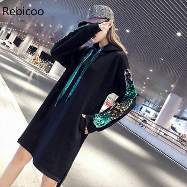 casual dresses autumn women plus size fashion loose embroidery sequins long sleeve hooded sweatshirt dress for one-piece, Black;gray
casual dresses autumn women plus size fashion loose embroidery sequins long sleeve hooded sweatshirt dress for one-piece, Black;gray