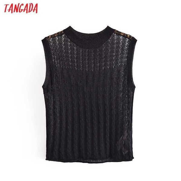 tangada women black transparent cropped tanks sleeveless backless female hollow out knit sw31 210609, White
tangada women black transparent cropped tanks sleeveless backless female hollow out knit sw31 210609, White