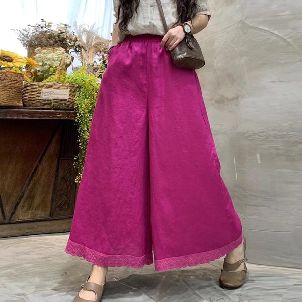 women's pants & capris qpfjqd ladies retro linen wide leg elastic waist 2021 summer autumn loose patchwork female long lace trouser sol, Black;white
women's pants & capris qpfjqd ladies retro linen wide leg elastic waist 2021 summer autumn loose patchwork female long lace trouser sol, Black;white