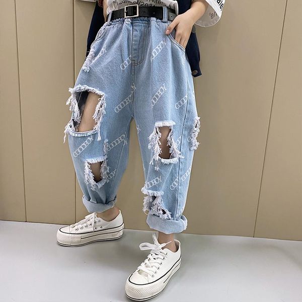 girls ripped jeans 2021 spring girl all-match letter printed beggar pants trousers, Blue
girls ripped jeans 2021 spring girl all-match letter printed beggar pants trousers, Blue