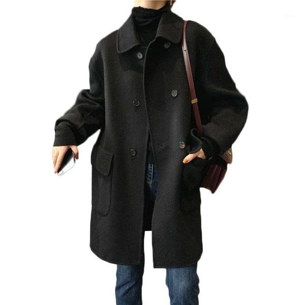 women's wool & blends wsyore autumn and winter korean double-sided cashmere coat female student loose wild jacket women ns2862, Black
women's wool & blends wsyore autumn and winter korean double-sided cashmere coat female student loose wild jacket women ns2862, Black