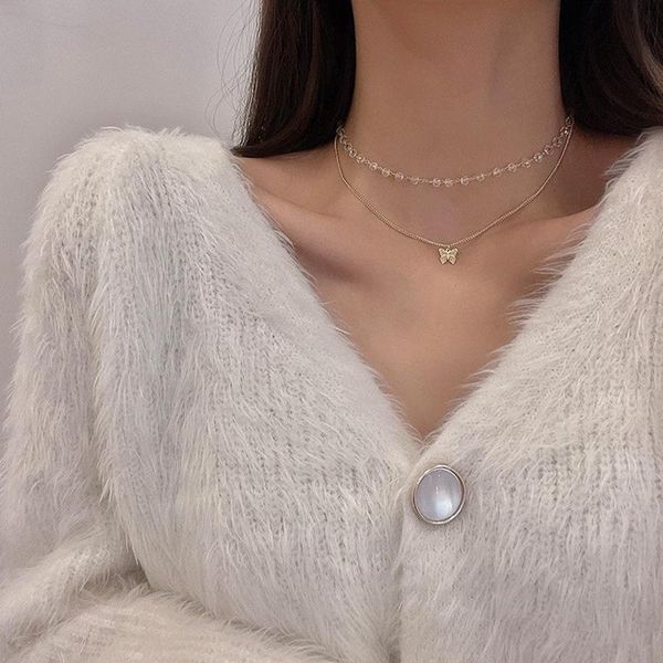 chains vintage fashion crystal gold color butterfly pendant choker necklace for women girls trendy geometric multi layer chain, Silver
chains vintage fashion crystal gold color butterfly pendant choker necklace for women girls trendy geometric multi layer chain, Silver