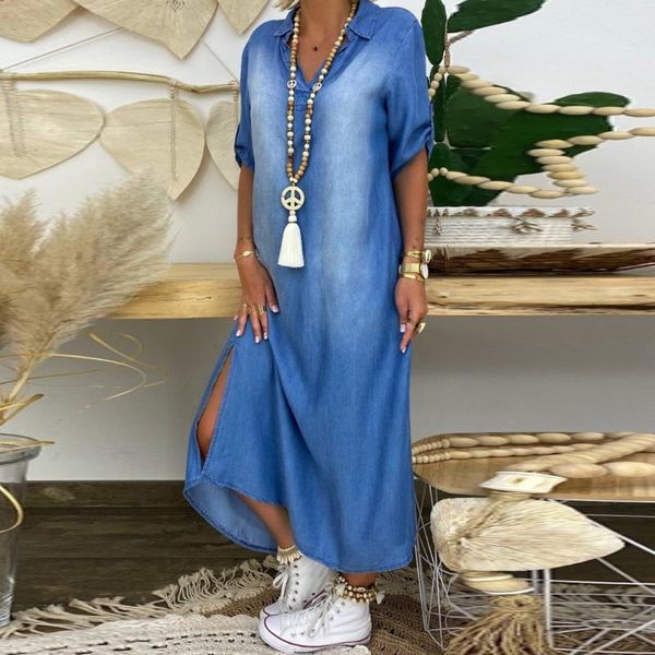women lmitation cowboy short sleeve fashion v-neck ankle length dress resistance bands
women lmitation cowboy short sleeve fashion v-neck ankle length dress resistance bands