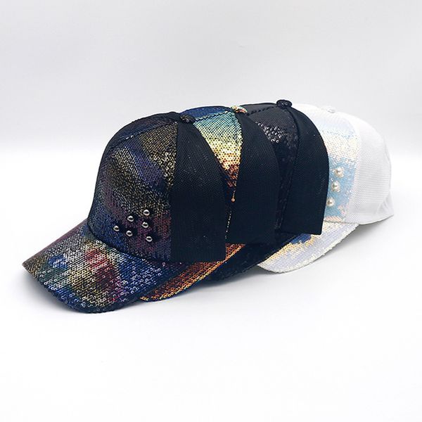 spring and summer new sequins + pearl hat mesh travel baseball cap female, Blue;gray
spring and summer new sequins + pearl hat mesh travel baseball cap female, Blue;gray