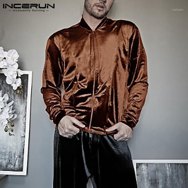 men's jackets incerun men casual shirt stand collar long sleeve zipper streetwear velour solid color leisure camisa masculina autumn 20, Black;brown
men's jackets incerun men casual shirt stand collar long sleeve zipper streetwear velour solid color leisure camisa masculina autumn 20, Black;brown