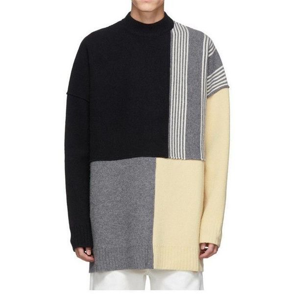 hong kong style retro lazy loose padded pullover long-sleeved sweater men's sweaters, White;black
hong kong style retro lazy loose padded pullover long-sleeved sweater men's sweaters, White;black