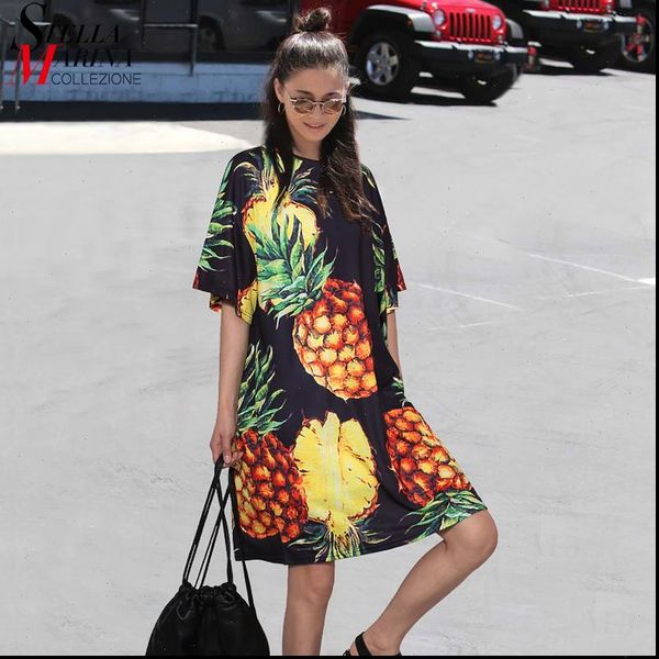 women dresses korean style summer pineapple printing casual beach dress plus size black pink sundress cute vestidos 2163, Black;gray
women dresses korean style summer pineapple printing casual beach dress plus size black pink sundress cute vestidos 2163, Black;gray