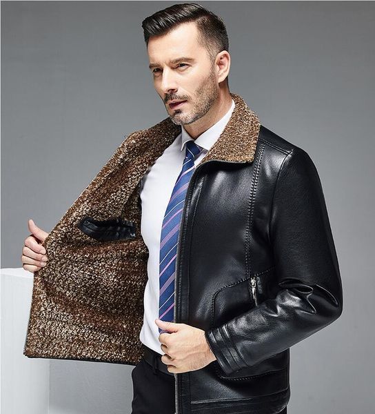 men's fur & faux 2021 autumn winter father casual leather coat fashion lapel velvet collar men jacket thick male middle age clothing, Black
men's fur & faux 2021 autumn winter father casual leather coat fashion lapel velvet collar men jacket thick male middle age clothing, Black