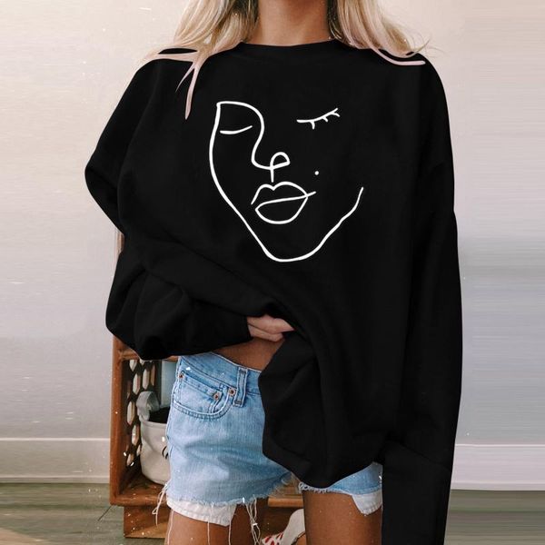 women's t-shirt fashion abstract face print t-shirts autumn long sleeve o-neck pullover casual loose oversized women clothes streetwear, White
women's t-shirt fashion abstract face print t-shirts autumn long sleeve o-neck pullover casual loose oversized women clothes streetwear, White