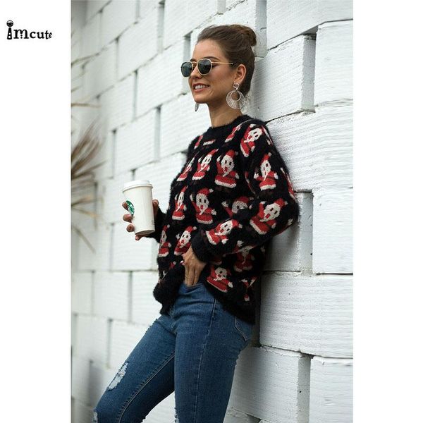 women's sweaters imcute 2021 santa crew neck long sleeve sweater loose knit pullover jumper, White;black
women's sweaters imcute 2021 santa crew neck long sleeve sweater loose knit pullover jumper, White;black