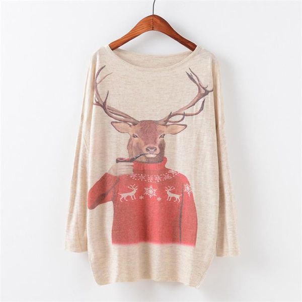 women's sweaters funny uncle deer smoking print cute cartoon xmas autumn knitted jumpers casual home vintage plus size clothing, White;black
women's sweaters funny uncle deer smoking print cute cartoon xmas autumn knitted jumpers casual home vintage plus size clothing, White;black
