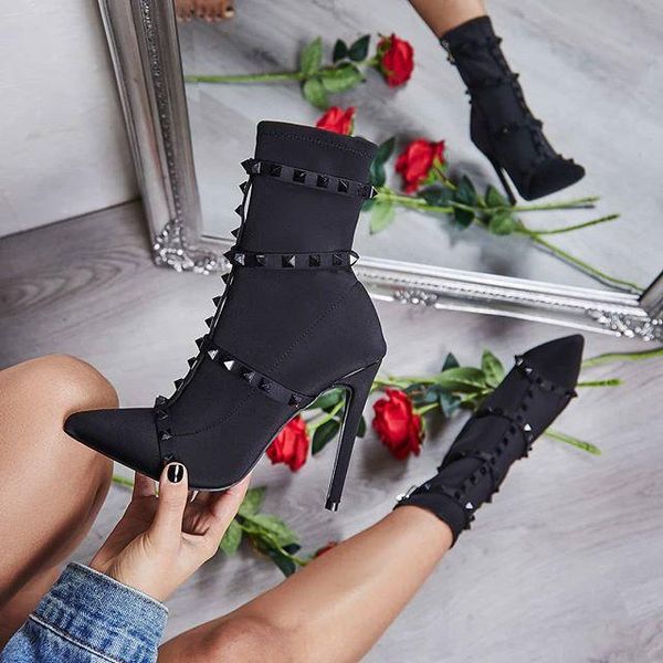 dress shoes 2021 fashion luxury women's high heels fetish rivets silk socks boots stiletto heel rivet red spring, Black
dress shoes 2021 fashion luxury women's high heels fetish rivets silk socks boots stiletto heel rivet red spring, Black