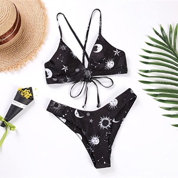 women's swimwear women sun and moon printed beach wear summer bandage backless thong beachwear maillot de bain femme #t1g, White;black
women's swimwear women sun and moon printed beach wear summer bandage backless thong beachwear maillot de bain femme #t1g, White;black