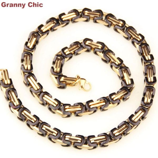 granny chic men's hip hop gold black stainless steel handmade byzantine necklace chain 8mm18"-40" chains, Silver
granny chic men's hip hop gold black stainless steel handmade byzantine necklace chain 8mm18"-40" chains, Silver