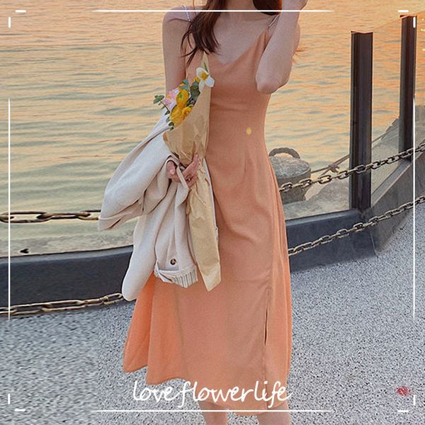 office lady solid strap dress women sleeveless elegant dress split design dress for females korean style summer chic 210521, Black;gray
office lady solid strap dress women sleeveless elegant dress split design dress for females korean style summer chic 210521, Black;gray