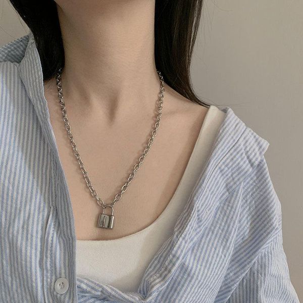 pendant necklaces titanium steel chain necklace for women men couples jewelry charm gold lock choker fashion accessories, Silver
pendant necklaces titanium steel chain necklace for women men couples jewelry charm gold lock choker fashion accessories, Silver