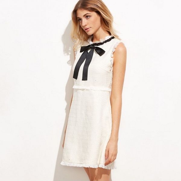 skirt casual dresses collegiate with round neck and tassel white dress, Black;gray
skirt casual dresses collegiate with round neck and tassel white dress, Black;gray