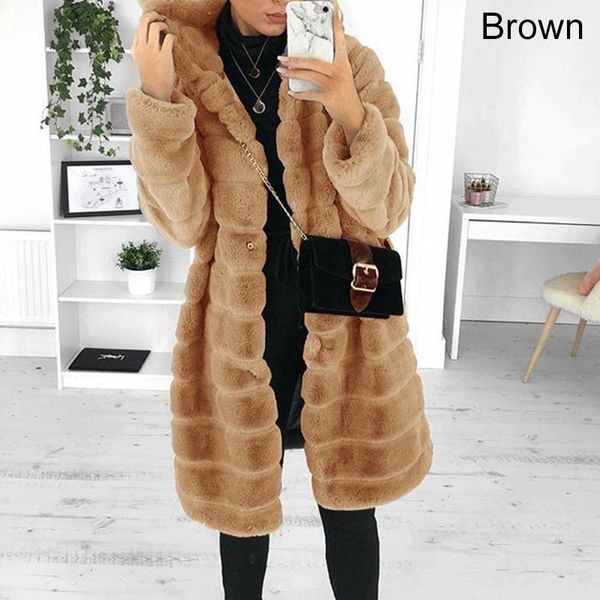 women's fur & faux women coat winter warm zipper hooded outwear long loose pocket plus size fashion solid female thick plush overcoat, Black
women's fur & faux women coat winter warm zipper hooded outwear long loose pocket plus size fashion solid female thick plush overcoat, Black