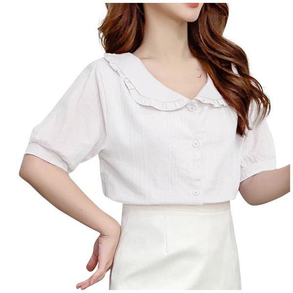 women's blouses & shirts 2021 wild fashion korean style lady women pure color short sleeve casual shirt lapel blouse, White
women's blouses & shirts 2021 wild fashion korean style lady women pure color short sleeve casual shirt lapel blouse, White