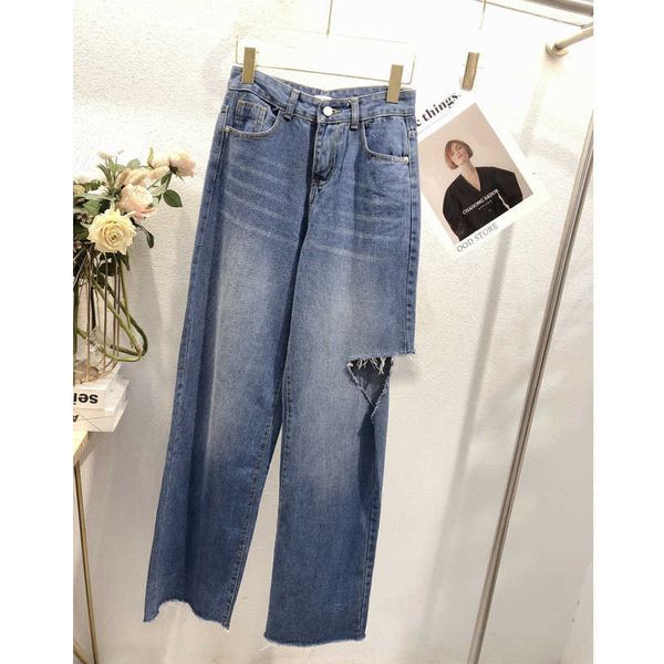 women chic fashion ripped hole wide leg jeans vintage high waist zipper fly denim pants female trousers mujer spring summer 210527, Blue
women chic fashion ripped hole wide leg jeans vintage high waist zipper fly denim pants female trousers mujer spring summer 210527, Blue
